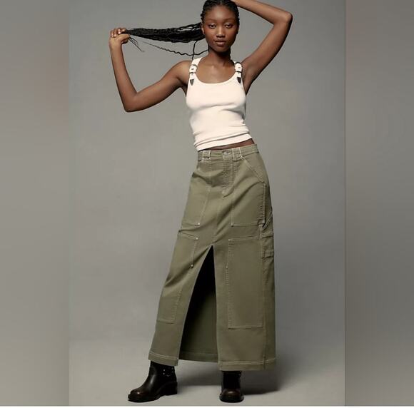 Pilcro Dresses & Skirts - Pilcro by Anthropologie Carpenter Maxi Skirt | Moss Green | Size xs workwear